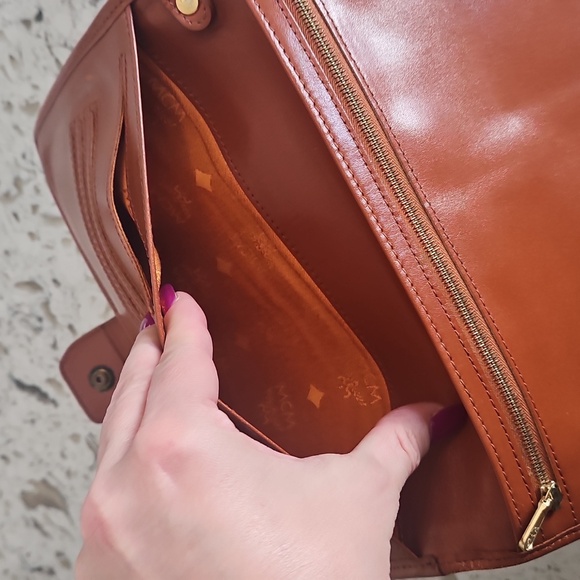 MCM Cognac Leather Wallet with Gold Accents - Picture 6 of 16